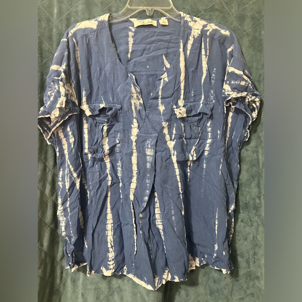 Women's Cafe Marrakesh XL Tie Dye Oversized Short Sleeve Blouse